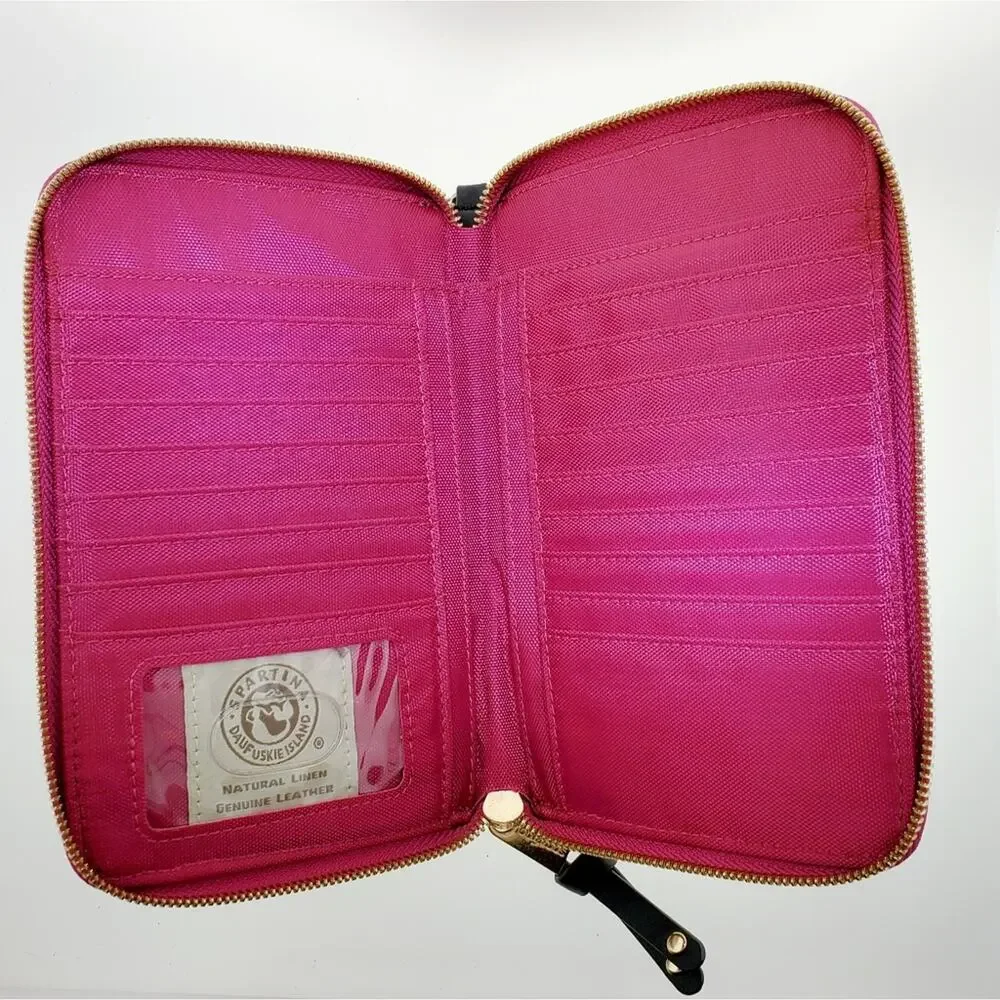 SPARTINA Multi-color floral wristlet Pink inside Black accents 5x8